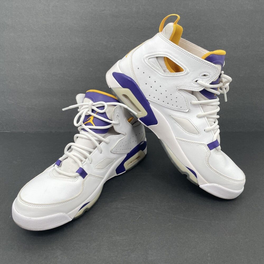 Nike Air Jordan Sneakers Flightclub 91 Lakers Mens 11 DC7329-105 White *FLAW